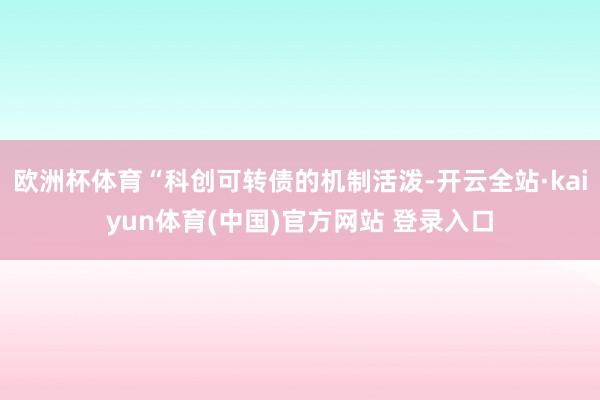 欧洲杯体育“科创可转债的机制活泼-开云全站·kaiyun体育(中国)官方网站 登录入口