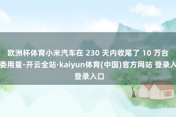 欧洲杯体育小米汽车在 230 天内收尾了 10 万台的委用量-开云全站·kaiyun体育(中国)官方网站 登录入口