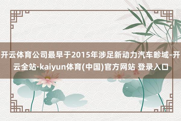 开云体育公司最早于2015年涉足新动力汽车畛域-开云全站·kaiyun体育(中国)官方网站 登录入口