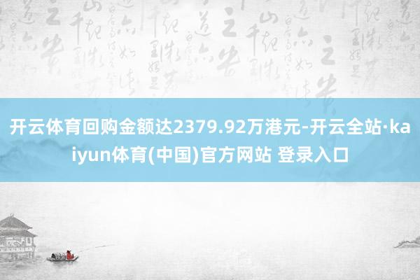 开云体育回购金额达2379.92万港元-开云全站·kaiyun体育(中国)官方网站 登录入口