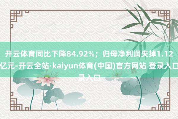 开云体育同比下降84.92%；归母净利润失掉1.12亿元-开云全站·kaiyun体育(中国)官方网站 登录入口